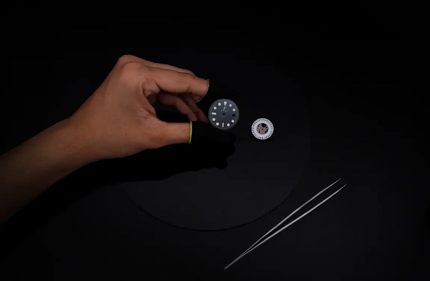 Ocean X black rosegold watch dial setup with refined structure and clear design