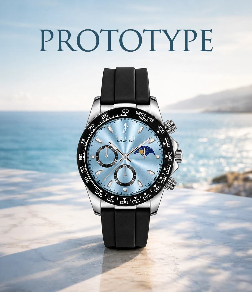 Sylvi prototype luxury watch props image with premium product styling