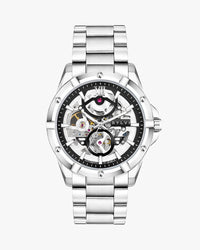 Pulse Skeleton Silver Steel men’s automatic skeleton dial watch.