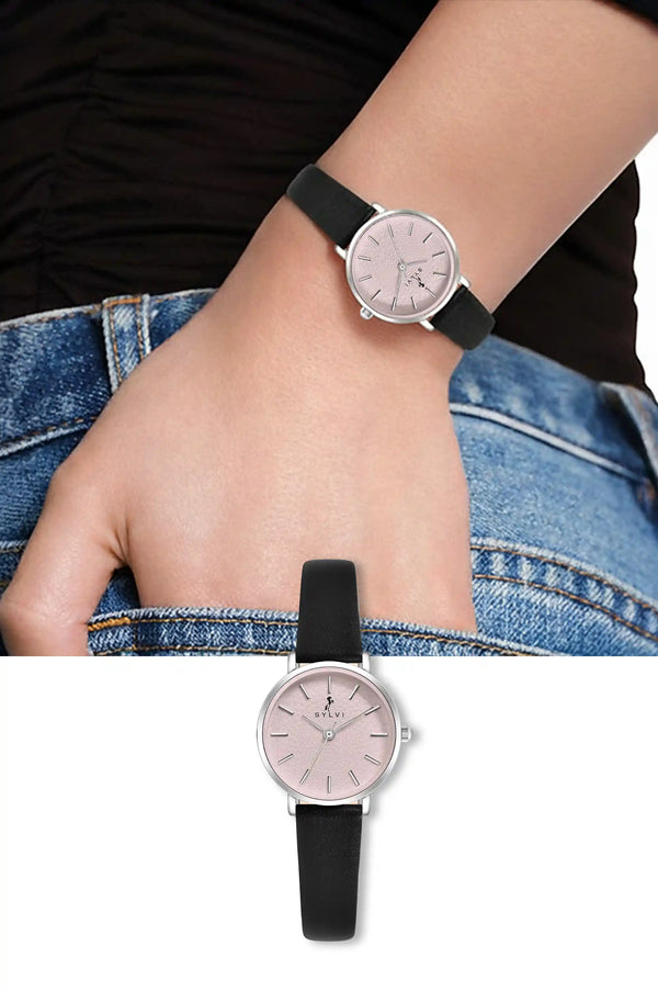 Riva Blush Pink Black Leather