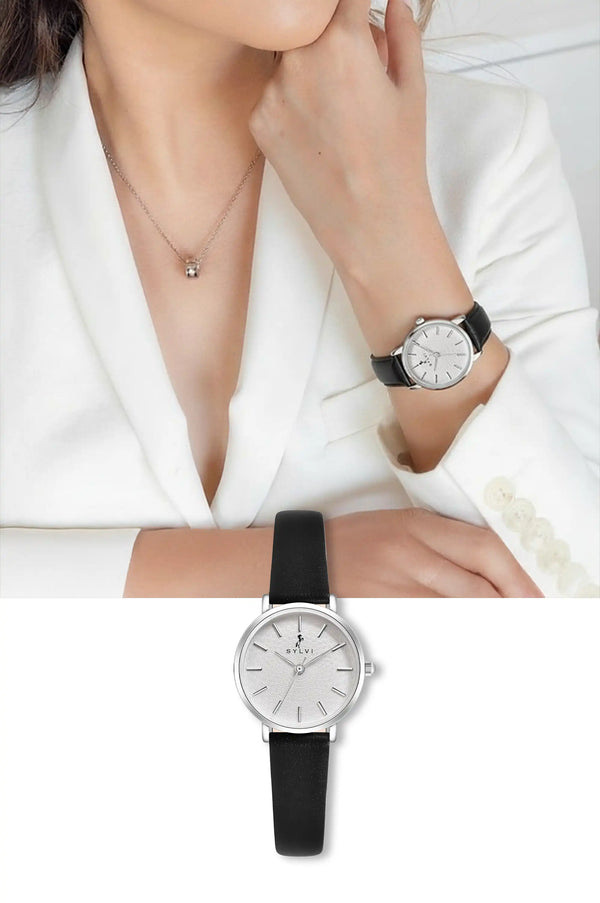 Riva Ivory Silver Black Leather