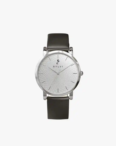 Riva Ivory Silver Black Leather