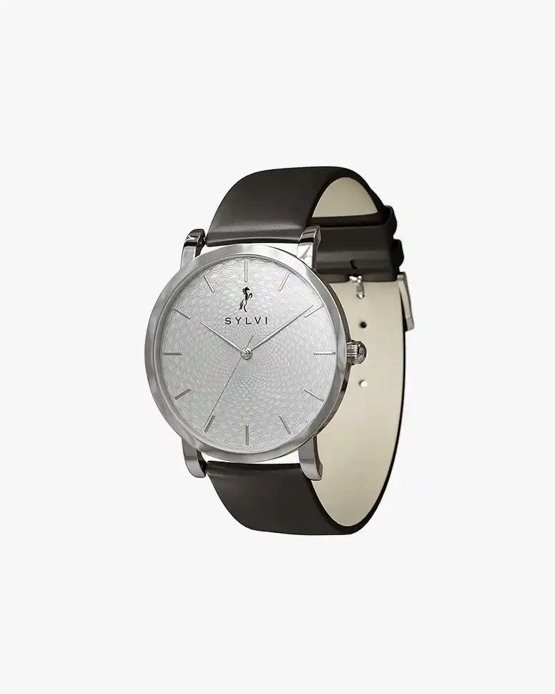 Riva Ivory Silver Black Leather
