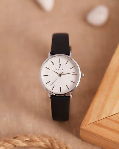 Riva Ivory Silver Black Leather
