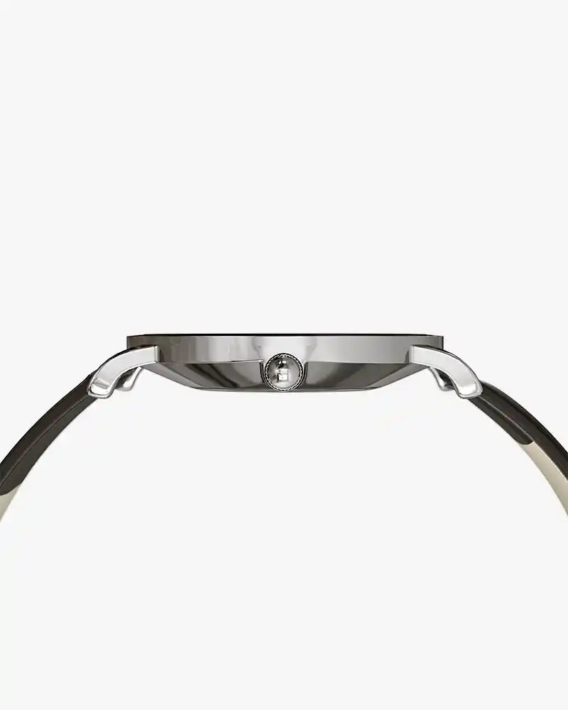 Riva Ivory Silver Black Leather