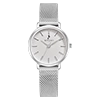 Silver mesh strap watch with minimal dial design for elegant women wrist style