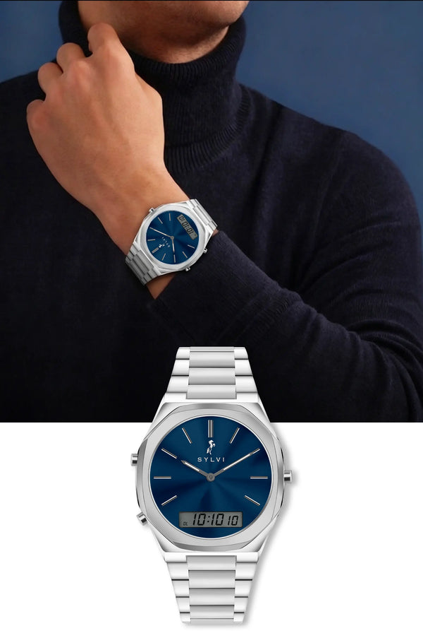 TimeShift Blue Silver Steel