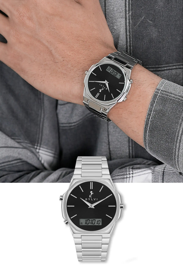 Blade Dual Time Black Silver Steel