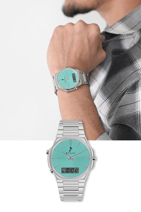 Blade Dual Time Electric Blue Silver Steel