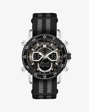 Sylvi Velocity Grey Black Nylon Strap Analog Digital Watch Explore Now