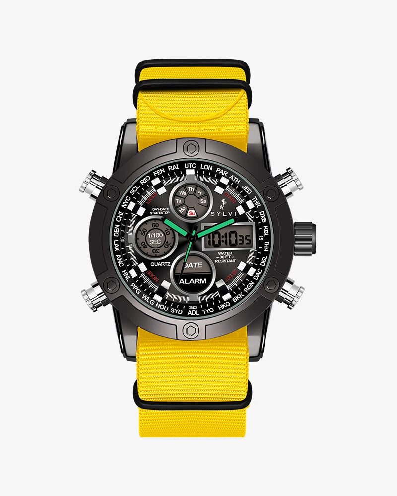 Sylvi Iconic Yellow Nylon Strap Main Watch Image Explore Now