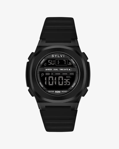 Sylvi Evoke Black Digital Watch for Women and Men Front Image Explore Now