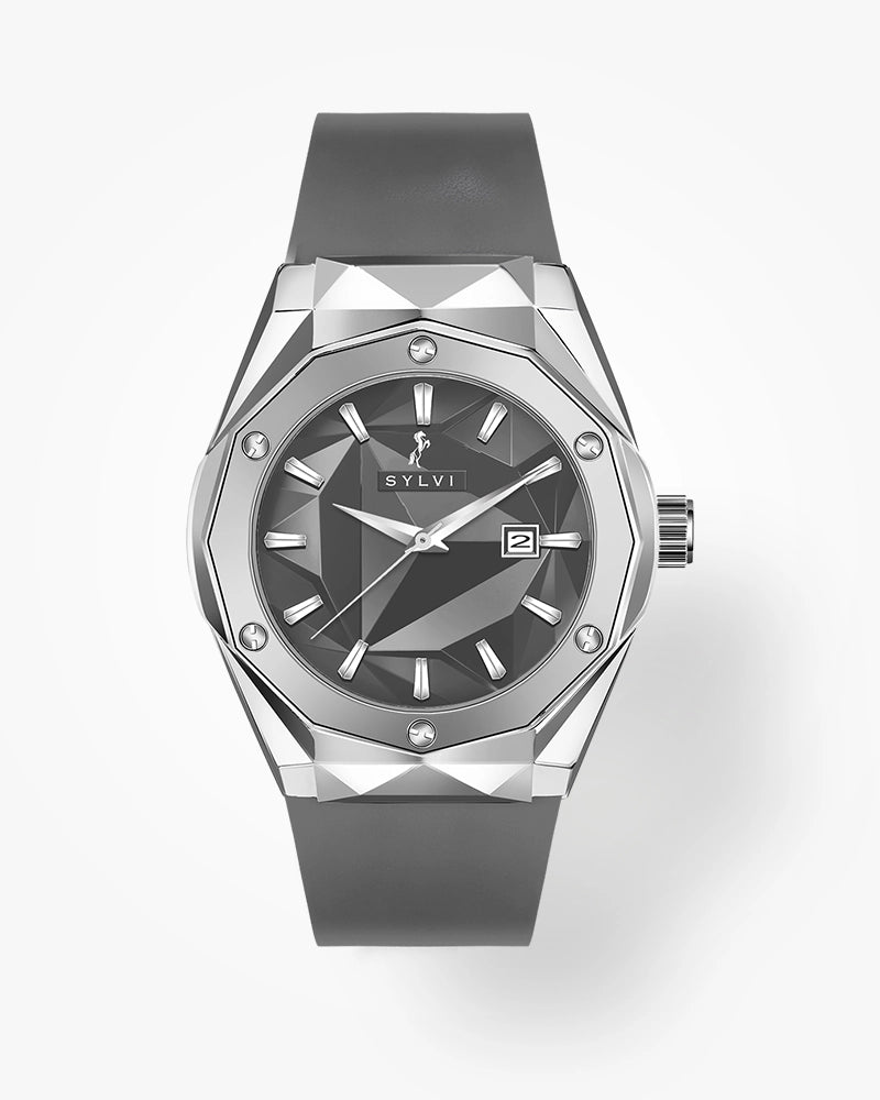 Elegant Sylvi Imperial Grey timepiece featuring a minimalist face