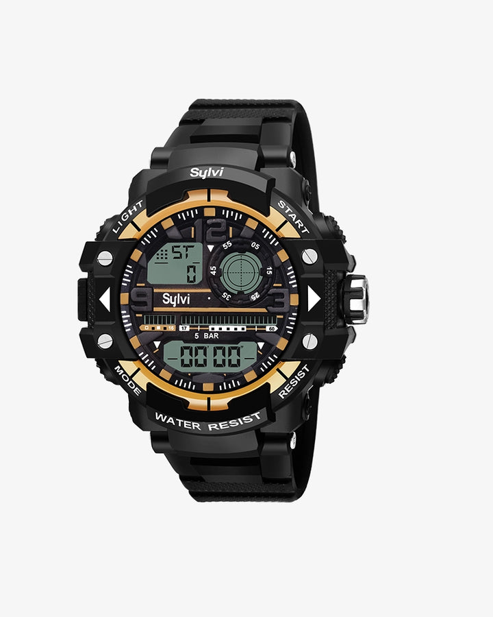 Sylvi Gold Black Color Sports Watch for Men
