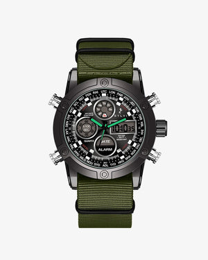 Sylvi Iconic Green Fabric Strap Watch Analog Digital Watch