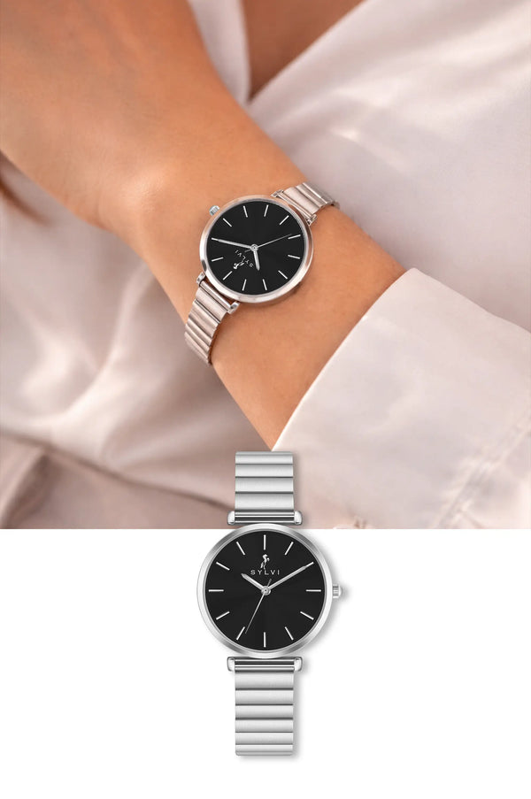 Serene Black Silver Link