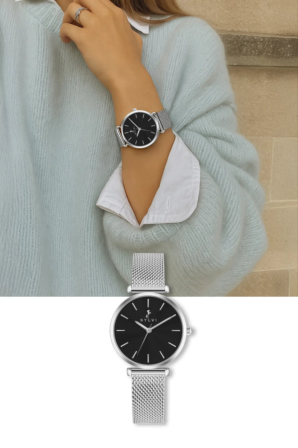 Serene Black Silver Mesh