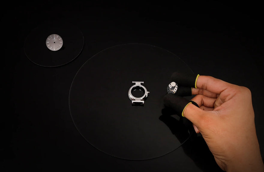 Sylvi Serene Jet Black Silver watch movement, offering smooth and reliable functionality.