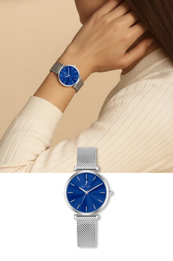 Serene Lavish Blue Silver Mesh