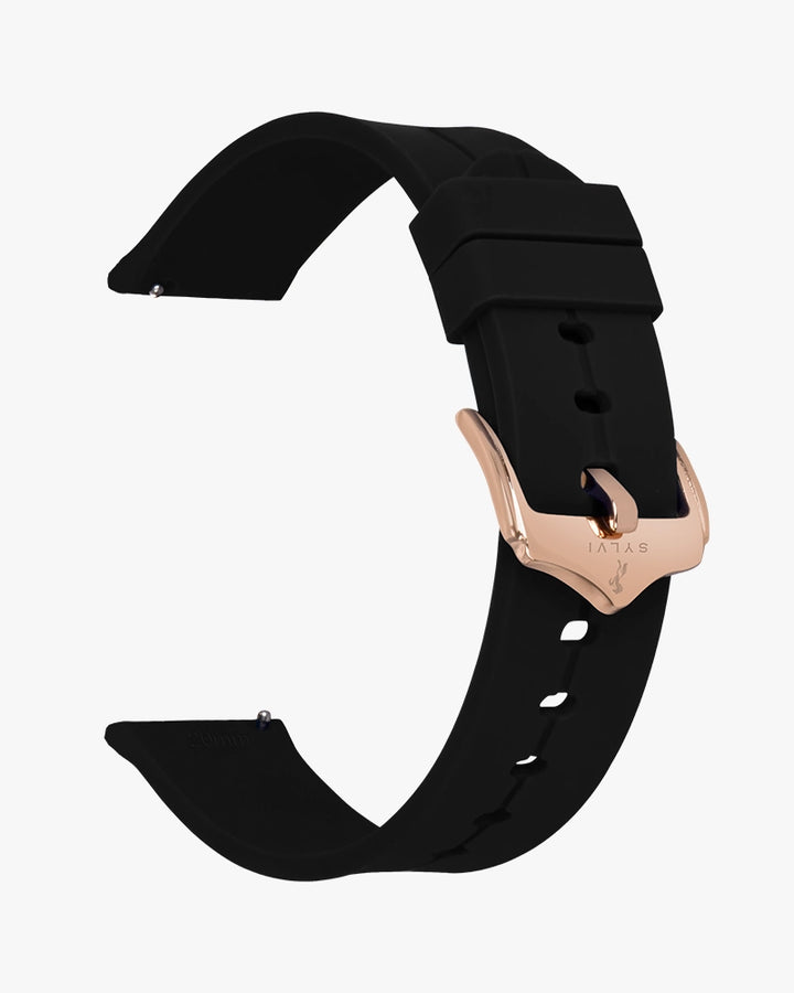 Sylvi 20mm Black Rosegold Silicone Strap for Watch Buy Online
