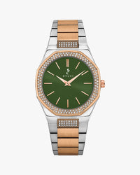 Sylvi Specter Crystal Green Gold Silver Stee Analog watch for men India