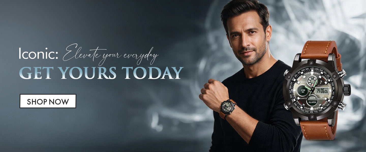 Sylvi Iconic Brown Leather Elevate Everyday watch for men India