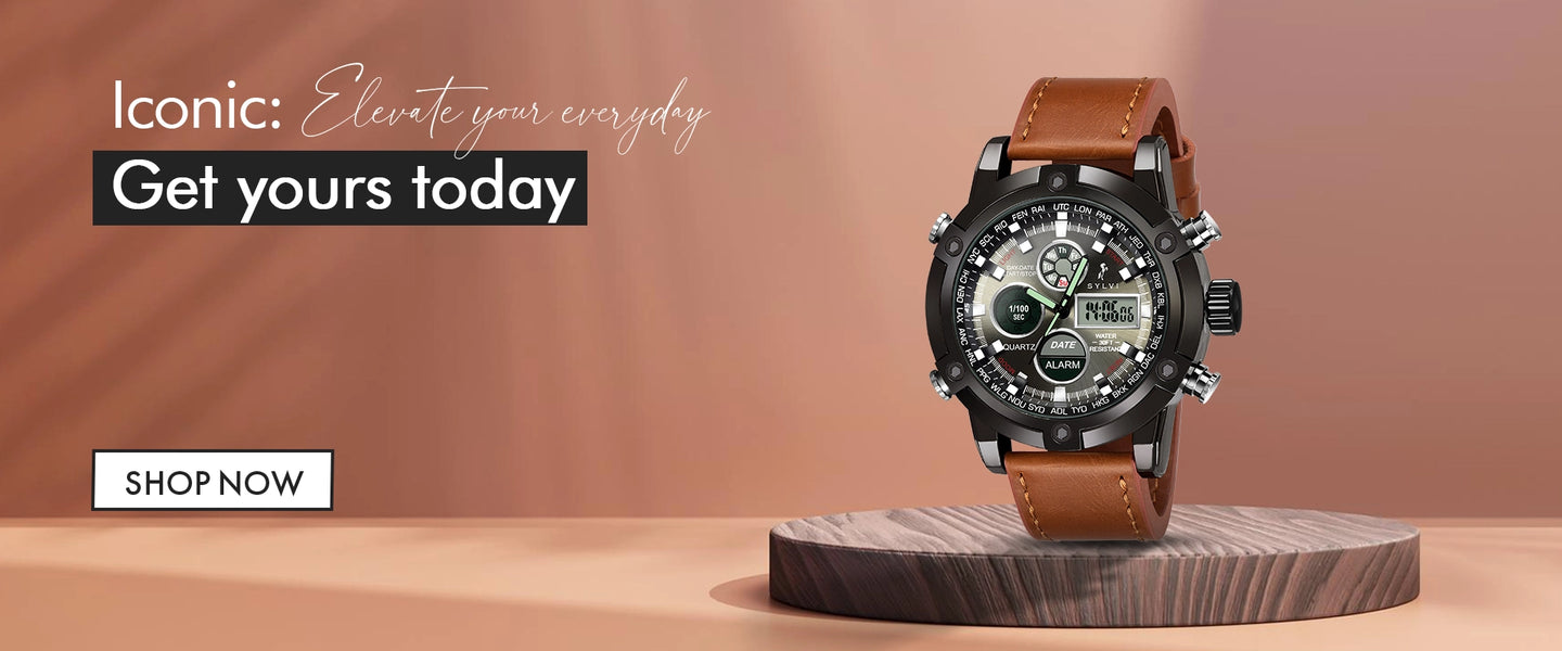 Sylvi Iconic Brown Leather Elevate Everyday watch for men India