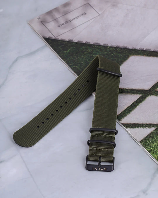 Sylvi 24MM Green NATO Watch Strap Premium Quality Strap