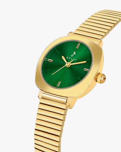 Sylvi Bella Green-Gold-Gold Analog Watch For Women