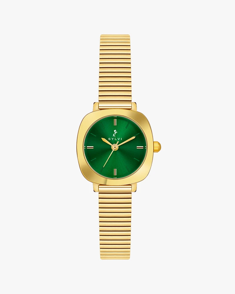 Sylvi Bella Green-Gold-Gold Analog Watch For Women