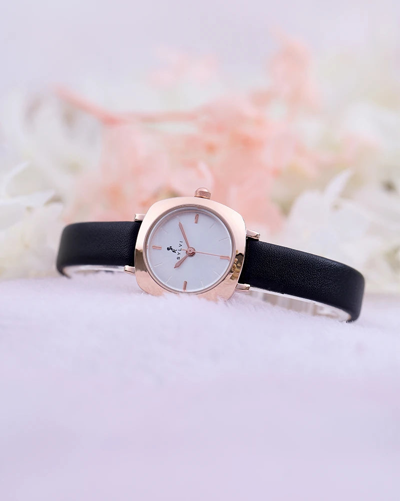 Sylvi Bella White-Rosegold-Black Analog Watch For Women