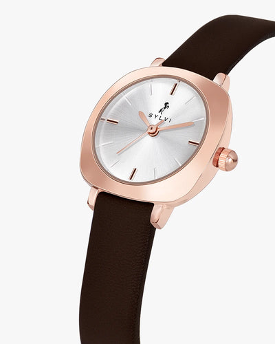 Sylvi Bella White-Rosegold-Coffee Analog Watch For Women