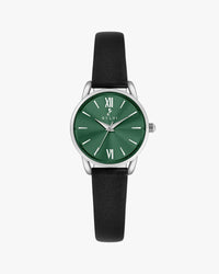 Watch with green dial and black strap