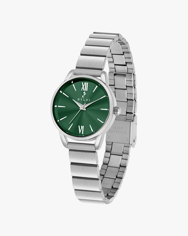 Dazzle Green Silver Link Chain