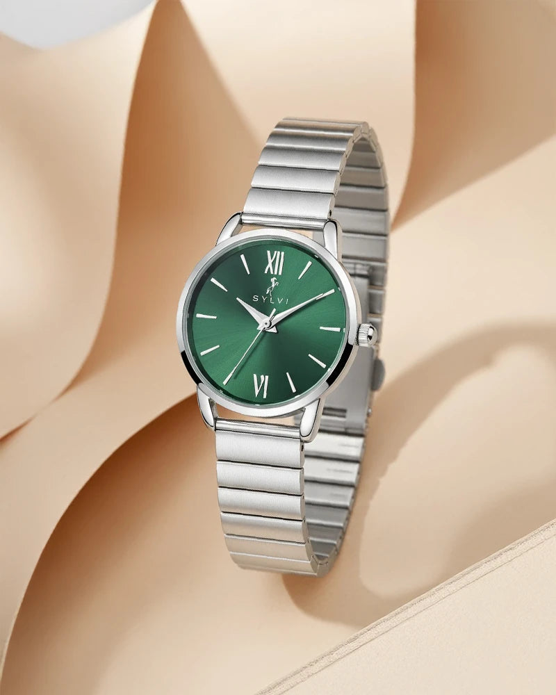 Dazzle Green Silver Link Chain