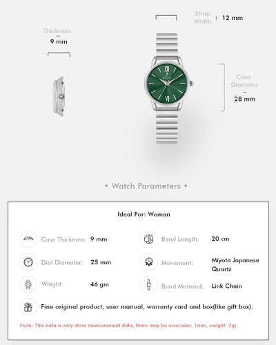 Dazzle Green Silver Link Chain