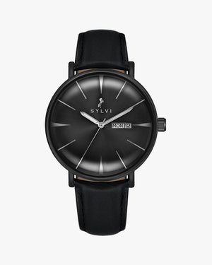 Sylvi Elegadoom Black Leather Watch with Doom Glass Main Image