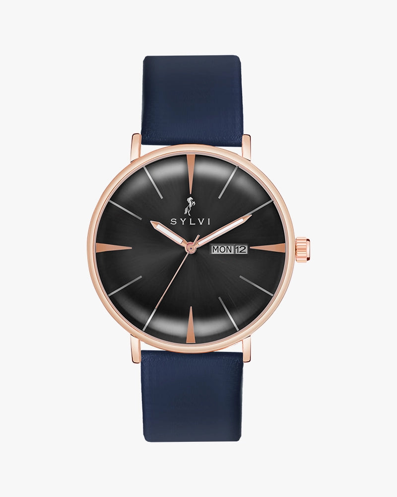 Elegadoom Black Rosegold Blue Leather