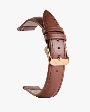 20mm Brown Leather Rosegold Buckle Strap