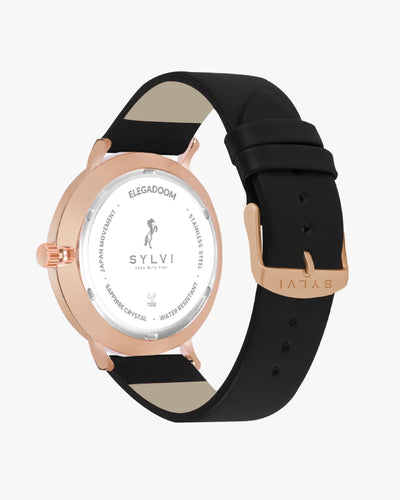 Elegadoom White Rosegold Black Leather