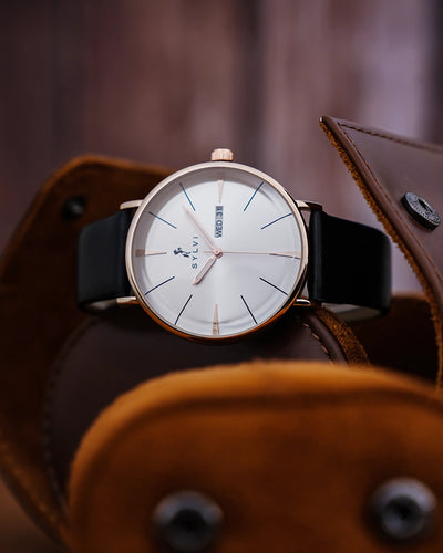 Elegadoom White Rosegold Black Leather