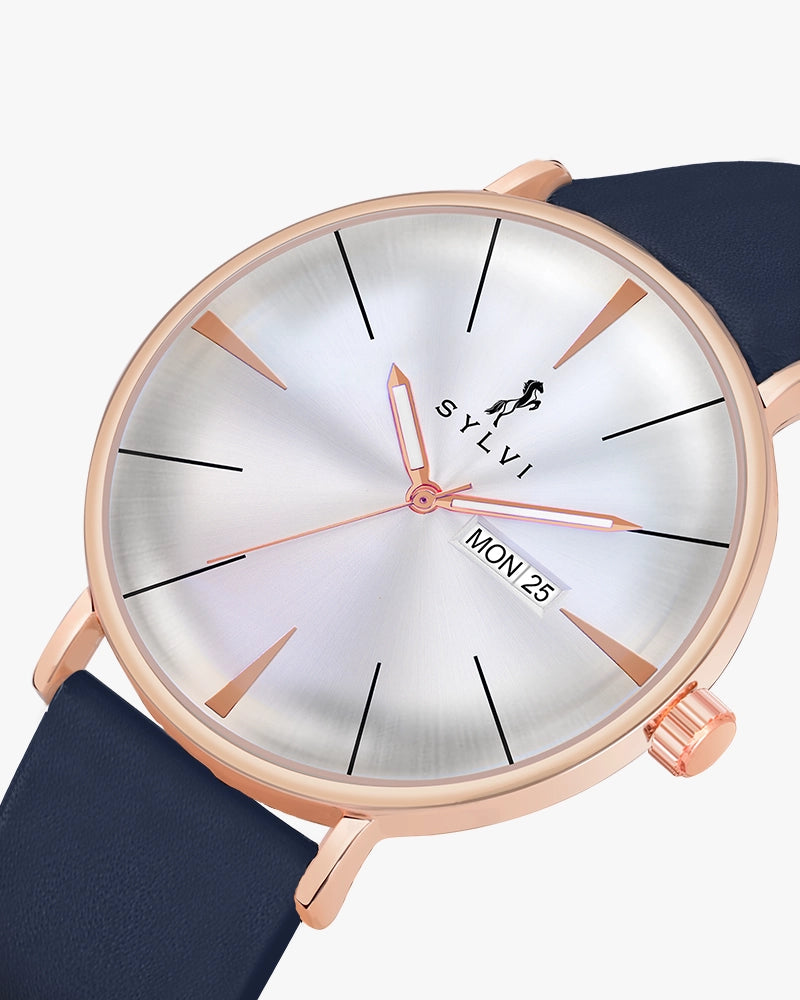 Elegadoom White Rosegold Blue Leather