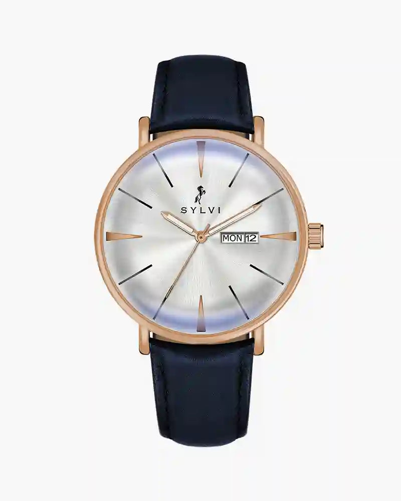 Elegadoom White Rosegold Blue Leather