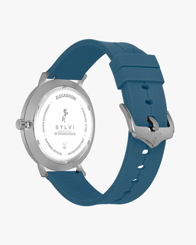 Sylvi Elegadoom White-Silver-Sky Blue Silicone Strap Watch for Men