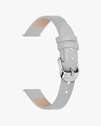 10mm Grey Silver Leather Strap