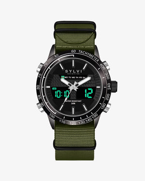Sylvi Hawk Black Green Nylon Watch Main Description Image Explore Now