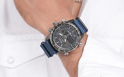 Sylvi Hawk Black Navy Blue Nylon Strap Watch Model Explore Best Watches