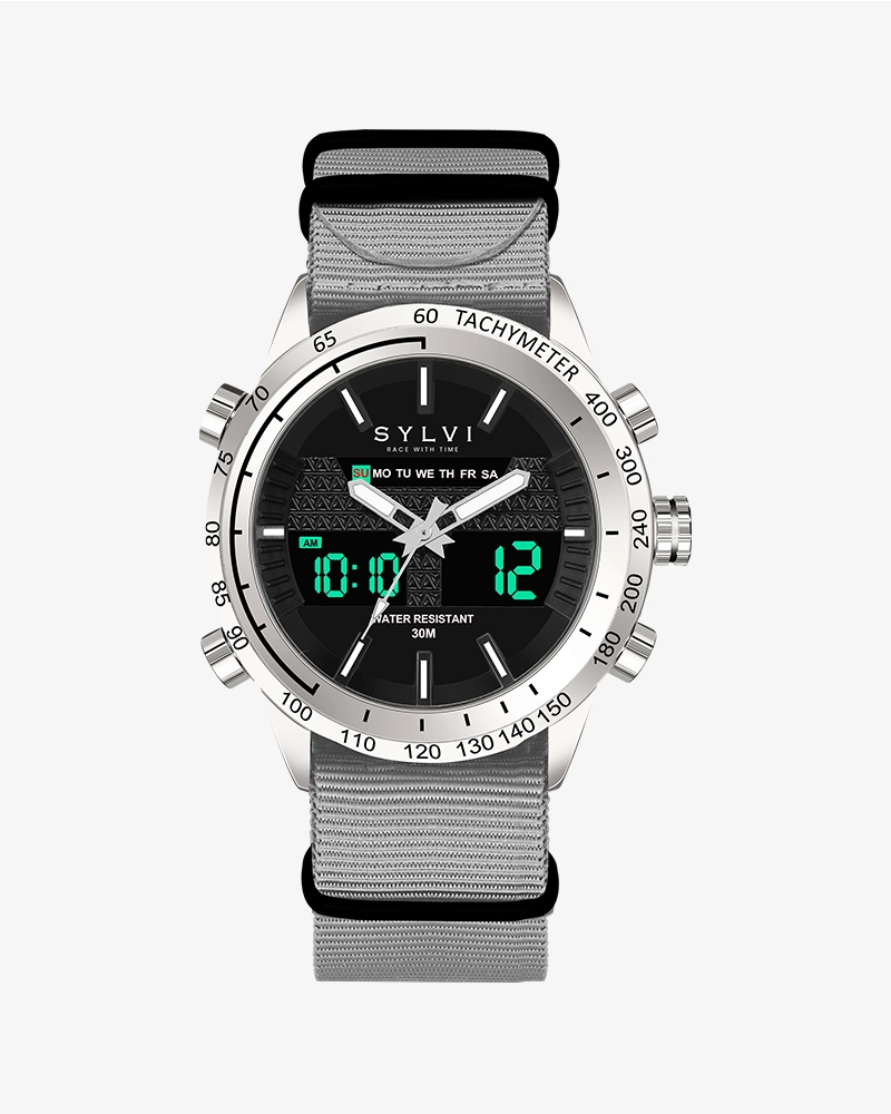 Sylvi Hawk Silver Grey-Solid Nylon Watches
