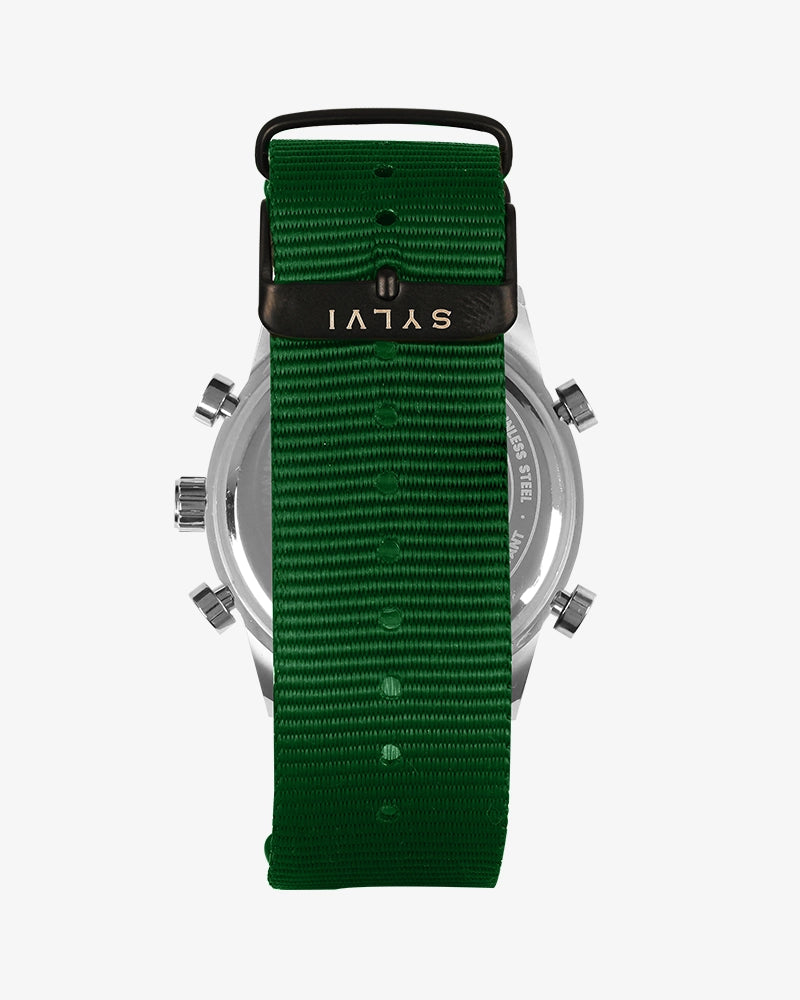 Sylvi Hawk Silver Neon-Green Nylon Watches