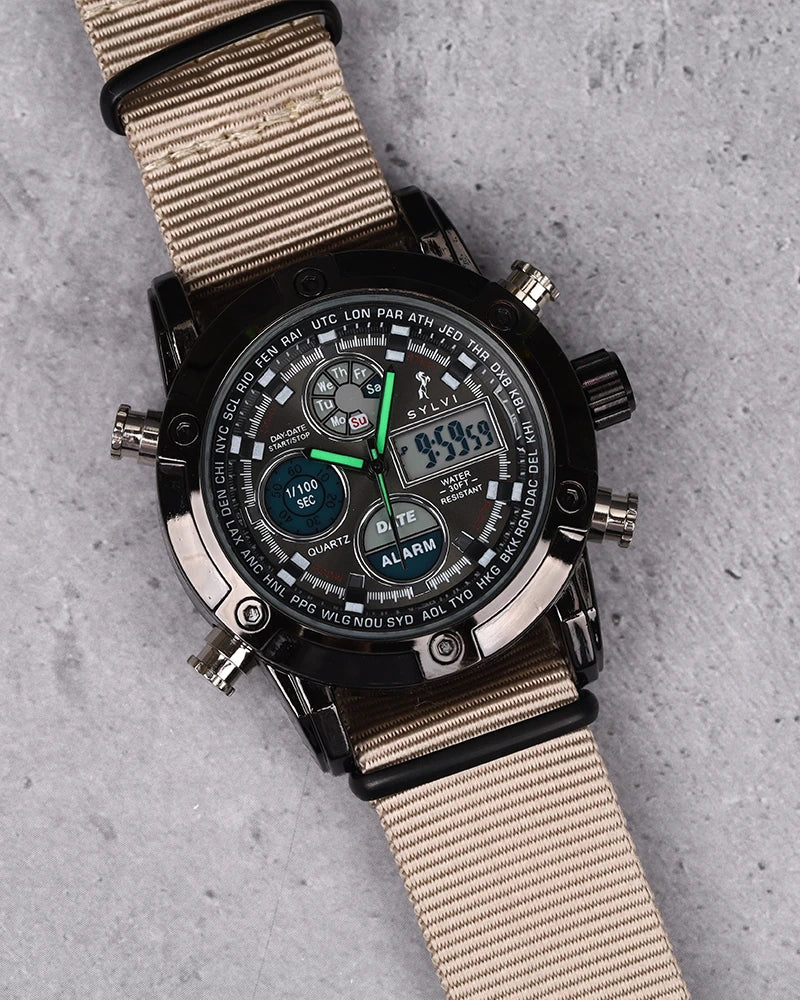 Sylvi Iconic Khaki Nylon Strap Watch